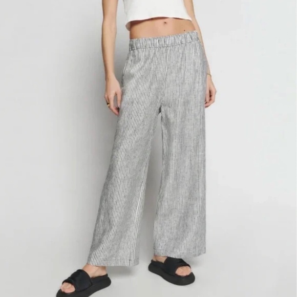 Reformation Gray Striped Wide Leg Pants - Picture 2 of 7
